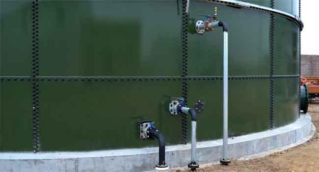 خزانات مياه النفايات من الصلب الزجاجي المسمر / خزان مياه 100000 جالون 0