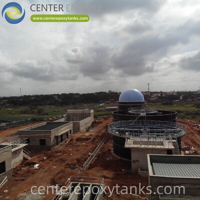 حامل غاز حيوي بغشاء مزدوج لغاز الميثان الحيوي من مشروع هضم الكتلة الحيوية: يوفر تثبيت الحجم اللازم لإدارة ناتج الهضم المستمر أو الدفعي